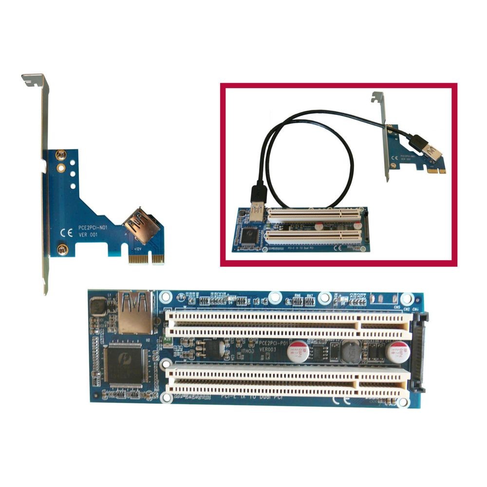 Kalea-Informatique Adaptateur Convertisseur PCI vers PCI Express PCIe 1x - 2 PORTS Communication par cordon USB3 - 50cm Communication par c
