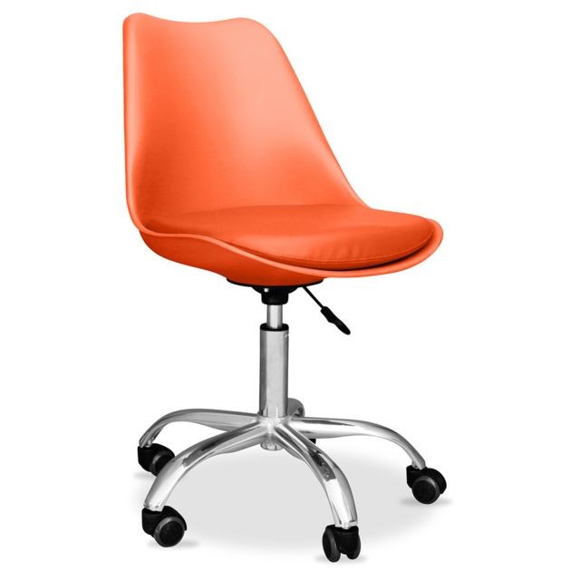 Iconik Interior - Chaise de bureau Tulip pivotante à roulettes Orange Iconik Interior  - Chaise écolier Chaises