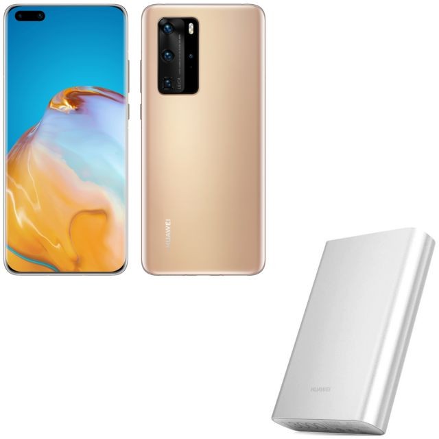 Huawei - P40 Pro - 256 Go - 5G - Blush Gold + Powerbank AP007 - Argent - 13000 mAh - Smartphone Android 6.58