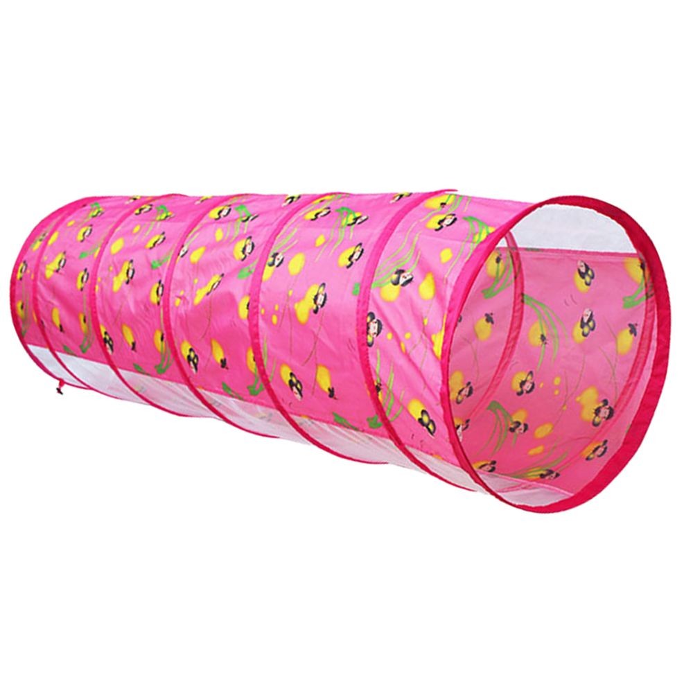 marque generique 1.5M Glowworm Tunnel Toy Play Tent Discovery Tube Gift Kids Game Pink