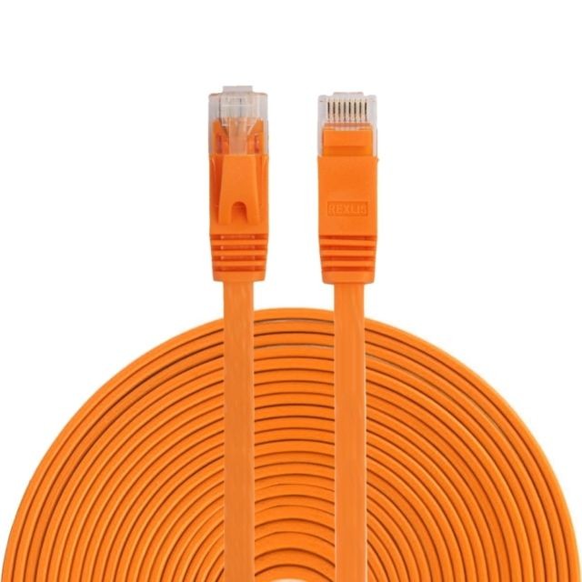 Wewoo - Câble réseau LAN plat Ethernet Orange ultra-plat 15m CAT6, cordon de raccordement RJ45 Wewoo  - Câble RJ45