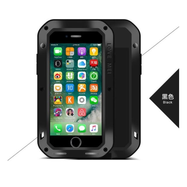 Love Mai - Coque Intégrale iPhone 7/8/SE 2020 Noir - Protège-écran Gorilla Glass Love Mai  - Coque, étui smartphone Aluminium