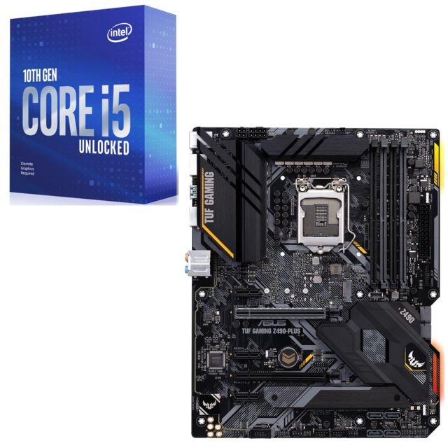 Intel - Core i5-10600K - 4.1/4.8 GHz + INTEL Z490-PLUS TUF GAMING - ATX - Kit d'évolution