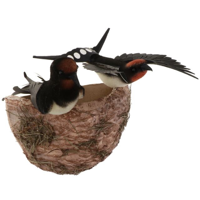 marque generique - simulation paille artificielle plume oiseaux en mousse dans le nid a: 2pcs oiseaux marque generique  - Petite déco d'exterieur