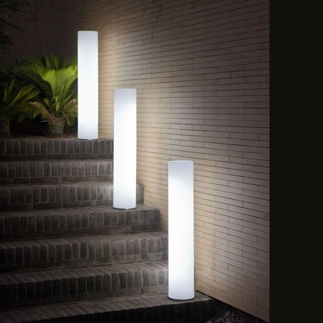 New Garden - FITY-Lampadaire d'extérieur / Colonne lumineuse LED RGB solaire rechargeable H102cm Blanc New Garden - Lampadaire