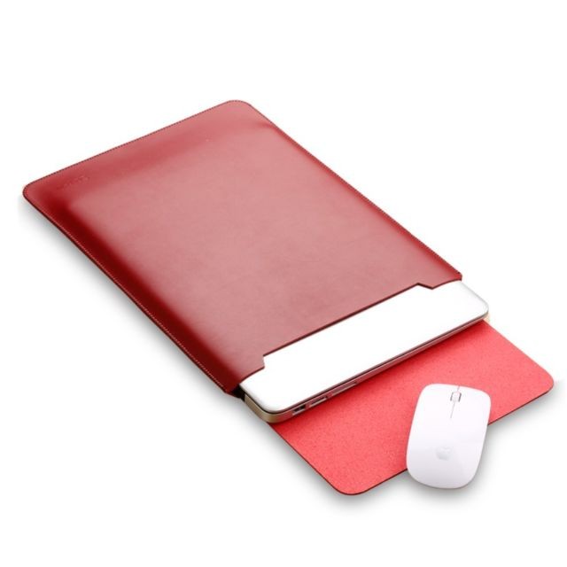 marque generique - Sacoche en cuir SOYAN avec tapis de souris pour Macbook 12 pouces avec écran retina (2015) - Rouge vin marque generique  - Marchand Magunivers