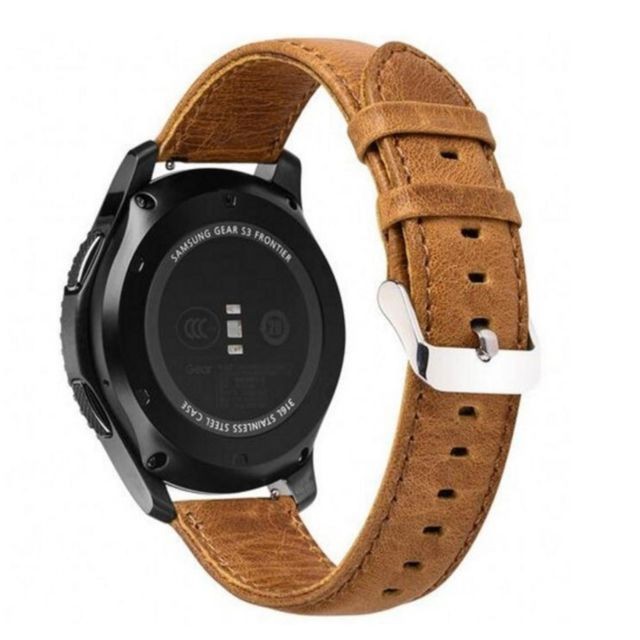 marque generique - Bracelet en cuir véritable fou marron clair pour votre Samsung Gear S2 Classic/S3 Classic marque generique  - Accessoires bracelet connecté marque generique