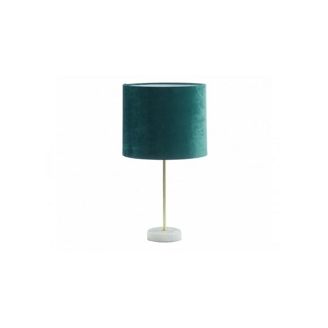 Vente-Unique - Lampe de chevet en velours style charme AEGON - socle en marbre - D. 25 x H. 43 cm - Vert Vente-Unique  - Luminaires
