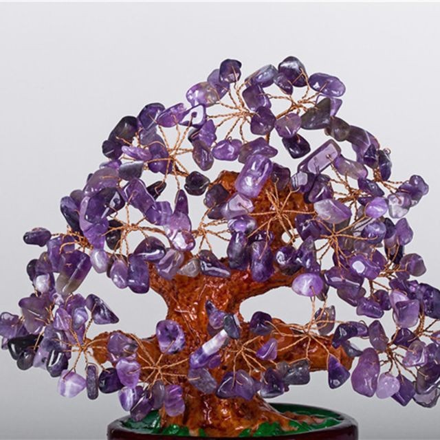 Objets déco Mini cristal argent arbre bonsaï style feng shui arbre bureau à domicile décor violet