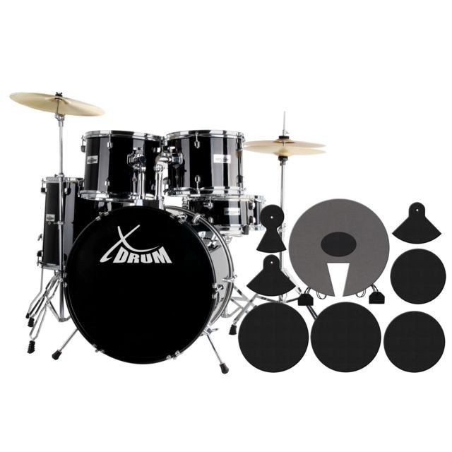 Xdrum - XDrum Semi y compris cymbales + Batterie Set Silencieux, midnight black Xdrum  - Batteries acoustiques
