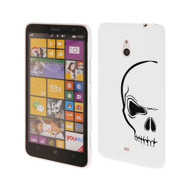 Coque, étui smartphone Kabiloo Coque blanche crâne noir Nokia Lumia 1320