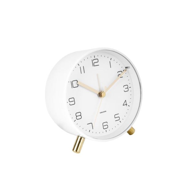Karlsson - Horloge réveil en métal Lofty - Diam. 11 cm - Blanc - Karlsson