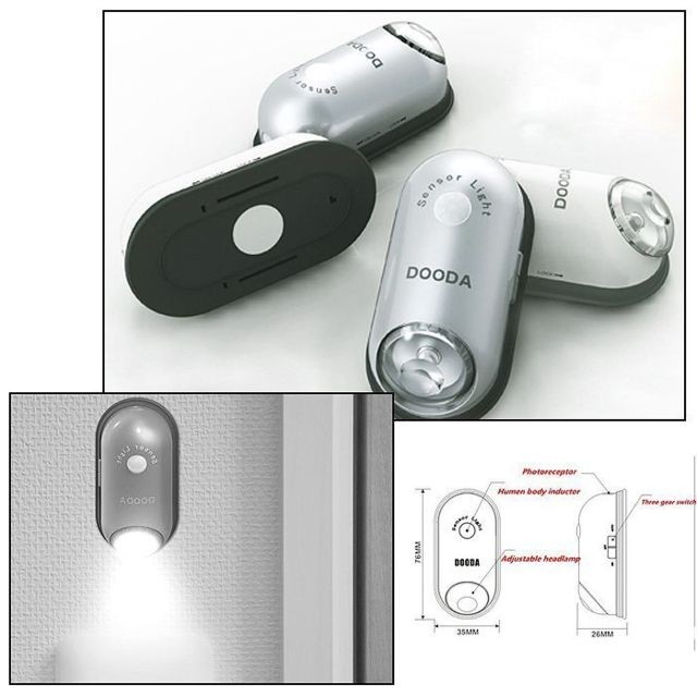 Lampadaire marque generique Veilleuse Lampe LED Lumière de Nuit Détecteur Capteur De Mouvement PIR Argent
