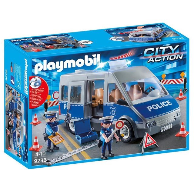 Playmobil - PLAYMOBIL 9236 City Action - Fourgon de policiers avec matériel de barrage - Playmobil
