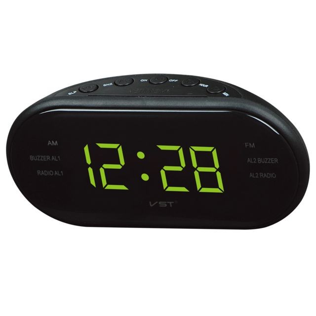 marque generique l'horloge d'affichage à LED numérique am fm radio-réveil avec double alarme eu jaune