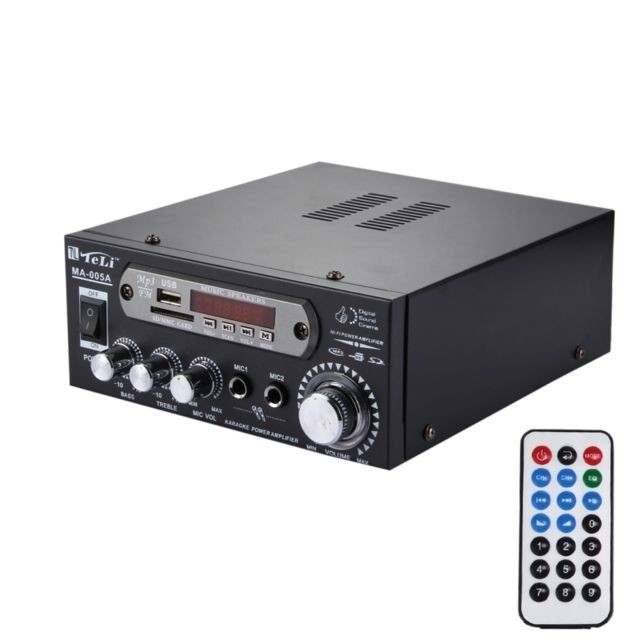Wewoo - Ampli 2CH HiFi Amplificateur Audio Stéréo avec Télécommande, FM / SD / Lecteur MP3 / USB / Affichage, AC 220V / DC 12V - Ampli