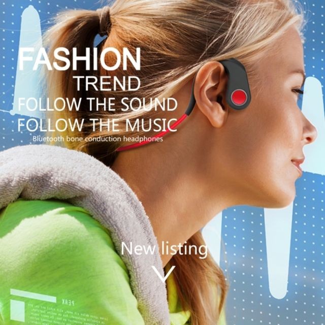 Wewoo Casque Bluetooth Sport rouge pour iPhone, Samsung, Huawei, Xiaomi, HTC et autres téléphones intelligents ou autres périphériques audio Conduction osseuse V4.1 + EDR Sports sur l'oreille avec micro, support NFC,