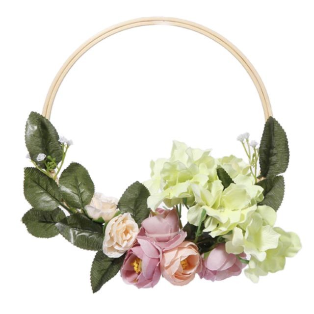Plantes et fleurs artificielles marque generique Guirlande accrochante de porte de couronne de rotin de fleur artificielle de 20cm pour la maison de mariage A