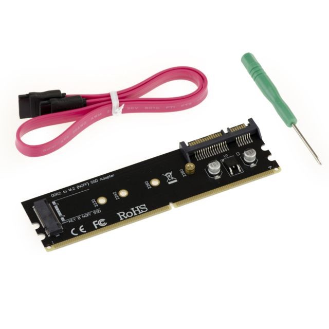Kalea-Informatique - Adaptateur M2 (M.2 NGFF) vers DDR2 Pour SSD de type M.2 B Key SATA Pour SSD de type M.2 B Key SATA - Disque SSD