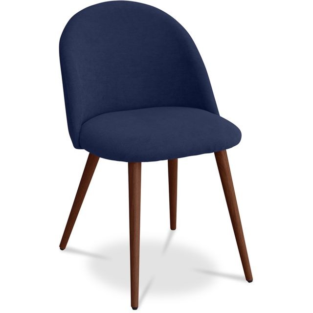 Chaises Iconik Interior Chaise de salle à manger Evelyne Design Scandinave Premium - Piètement foncé Bleu foncé
