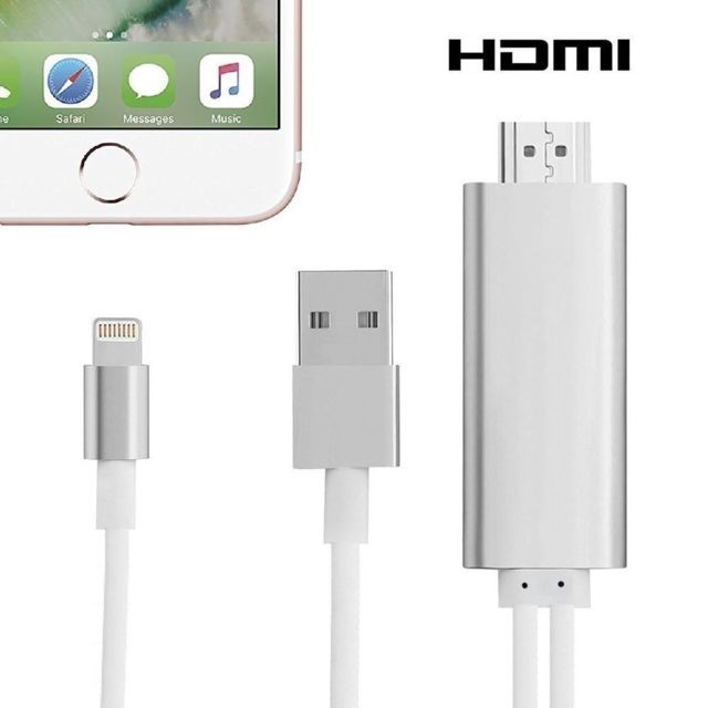 Cabling - CABLING®  Câble Lightning vers HDMI | 2M/6.6ft Plug and Play Lightning to HDMI Cable Adaptateur HD 1080P pour Home Cinéma/Projecteur/TV | Convient pour iPhone/ iPad/ iPod Touch - Cabling   - Câble et Connectique