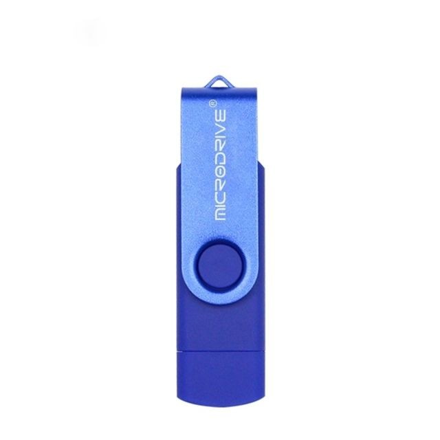 Clés USB Wewoo Clé USB Ordinateur mobile MicroDrive 32 Go USB 2.0 - Disque U métallique rotatif OTG à double usage Bleu