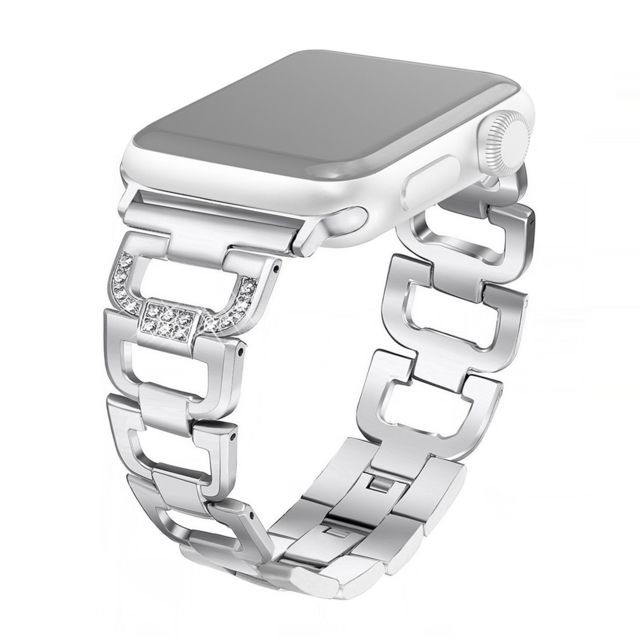 Wewoo - Bracelet de montre en acier inoxydable coloré avec diamants pour Apple Watch séries 5 et 4 44 mm / 3 et 2 et 1 42 mm Argent Wewoo  - Objets connectés