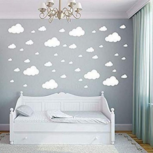 Homemania HOMEMANIA Sticker Cloud - Nuages ​​- pour les enfants - Mur - Blanc en Vinyle, 35 x 0,15 x 20 cm