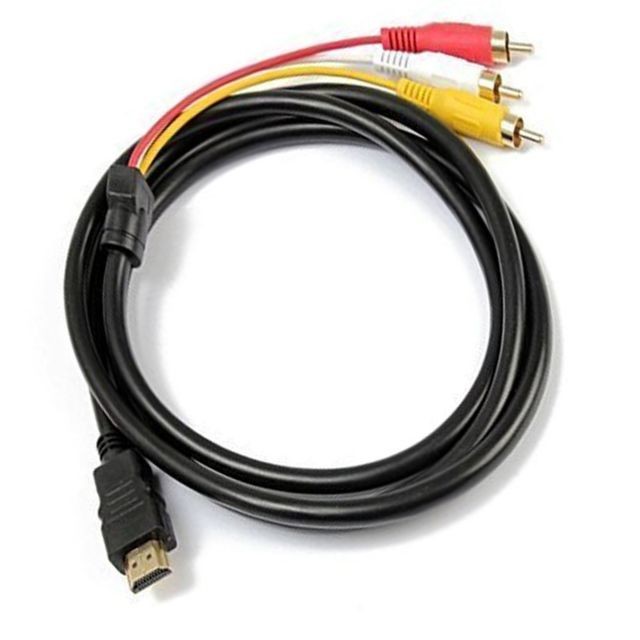 Cabling - CABLING® câble HDMI vers RCA, HDMI mâle vers 3RCA AV composite mâle M/M connecteur câble adaptateur Cordon émetteur (pas de fonction de conversion de signal), Transmission à partir de HDMI vers RCA – 1,5 m/1.5 m Noir - Convertisseur Audio et Vidéo