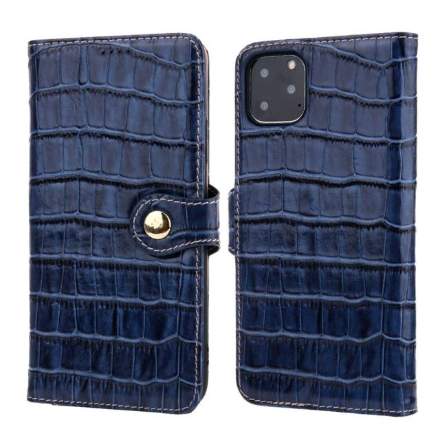 marque generique - Etui en cuir véritable crocodile avec support bleu pour votre Apple iPhone 11 Pro 5.8 pouces marque generique  - Coque, étui smartphone