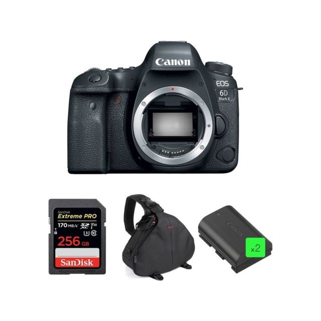 Canon - CANON EOS 6D II Body + SANDISK Extreme Pro 256GB 170MB/s SDXC + camera Bag + CANON LP-E6N Battery * 2 pieces Canon  - Reflex Numérique Canon