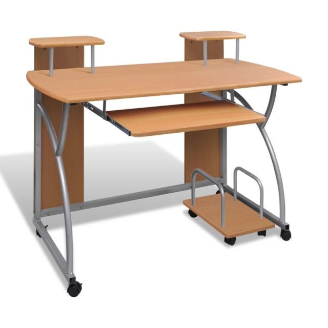 Bureau et table enfant Vidaxl vidaXL Table de Bureau Brune pour Ordinateur avec étagère