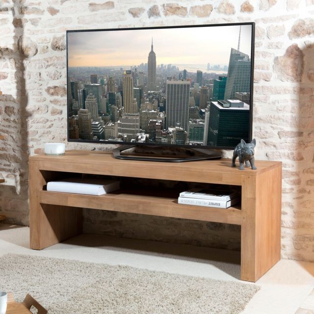 MACABANE - Meuble TV 1 étagère HAMBOURG - bois naturel MACABANE   - Meubles TV, Hi-Fi Rectangulaire