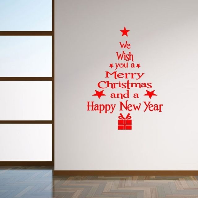 Wewoo Sticker mural Bénédiction arbre de Noël salon fenêtre porte en verre amovible décoration rouge