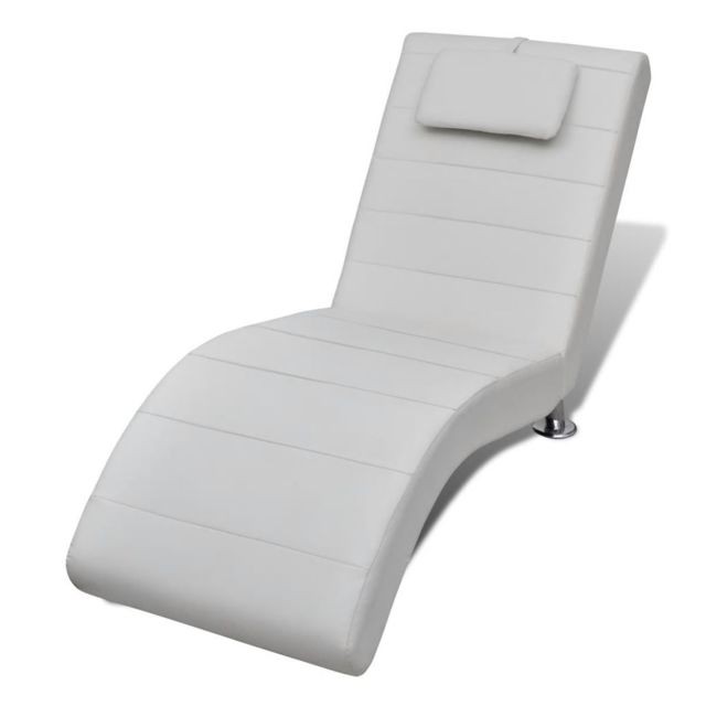 Salons complets Vidaxl vidaXL Chaise longue avec oreiller Blanc Similicuir