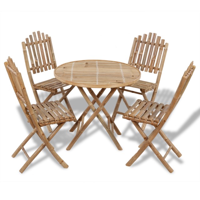 Vidaxl - vidaXL Set 1 table et 4 chaises d'extérieur pliables en bambou - Ensembles tables et chaises