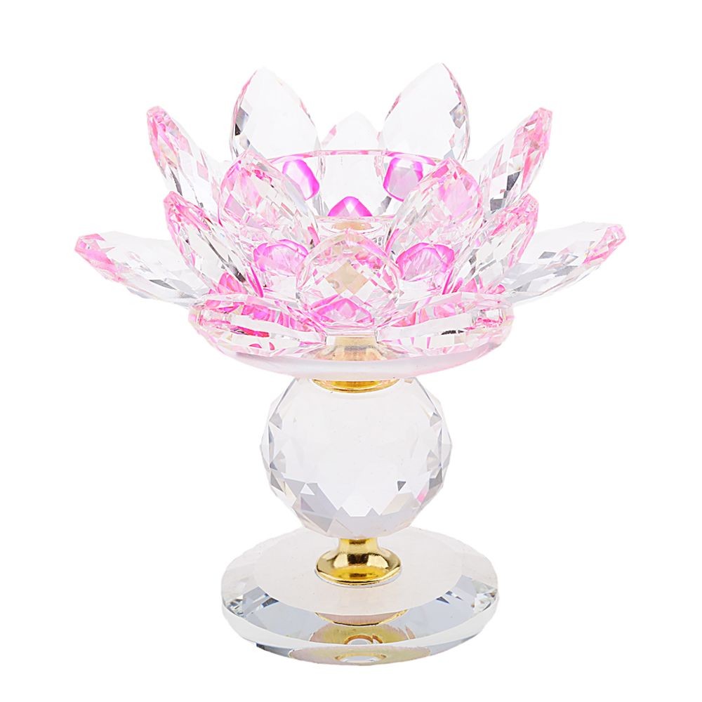 Bougeoirs, chandeliers marque generique cristal lotus fleur bougeoir photophore maison feng shui décor rose