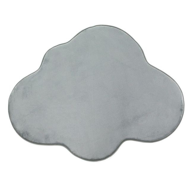 Mon Beau Tapis - FLANELLE - Tapis forme nuage extra-doux gris clair 90x70 Mon Beau Tapis  - Mon Beau Tapis