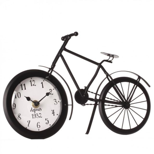 marque generique - Pendule à Poser ""Vélo"" 28cm Noir - Horloges, pendules Noir