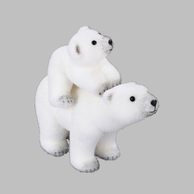 Décorations de Noël marque generique Maman et bébé ours blanc de Noël H.30 cm