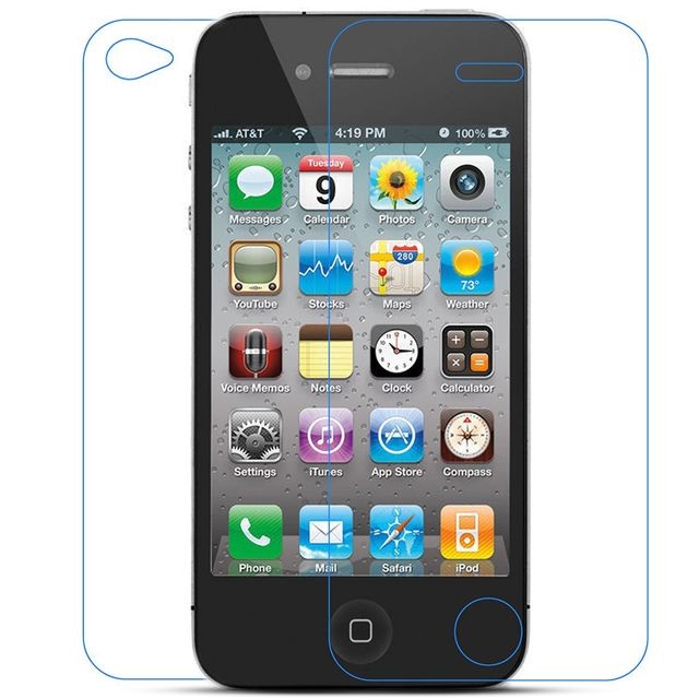 Protection écran smartphone CABLING  FILM PROTECTEUR d'écran pour IPHONE 4 / 4S (Front + Back), filtre protecteur en verre trempé - vitre de protection ULTRA RESISTANTE pour smartphone Apple iphone 4, iphone 4s