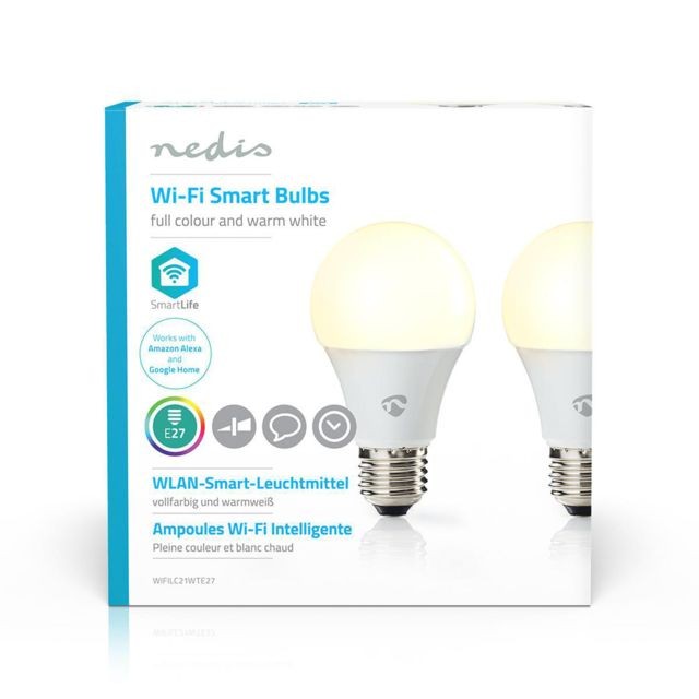 Ampoule connectée Ampoules LED Intelligentes Wi-Fi - Pleine Couleur et Blanc Chaud - E27 - Lot de 2