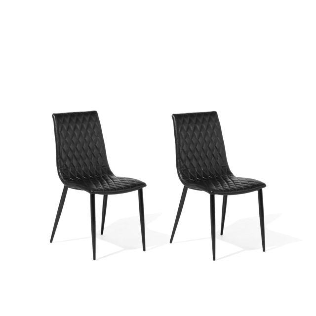 Beliani - Lot de 2 chaises de cuisine en cuir PU noir MONTANA Beliani  - Marchand Beliani