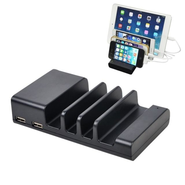 Wewoo - Pour iPhone, iWatch, iPad, Samsung noir Galaxy, tablettes, prise US, UK, EU, AU YM-UD04 5.1A Station d'accueil de chargement USB à 4 ports Wewoo  - Station d'accueil smartphone Wewoo