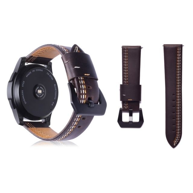 Wewoo - Bracelet pour montre connectée en cuir pleine fleur avec motif Trois lignes Samsung Gear S3 22 mm café Wewoo  - Montre et bracelet connectés