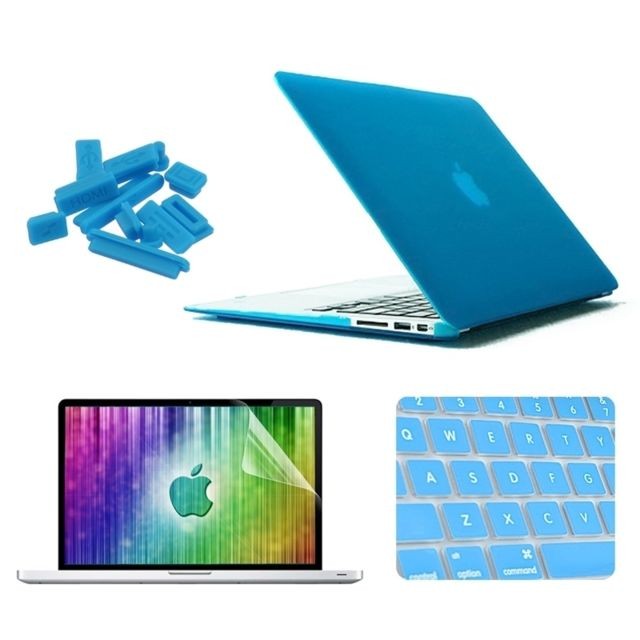 Wewoo - Housse Étui bleu pour MacBook Air 13,3 pouces 4 en 1 Coque de protection en plastique dur givré avec protecteur d'écran et protège-clavier bouchons anti-poussière Wewoo  - Claviers pour tablette Accessoires et consommables