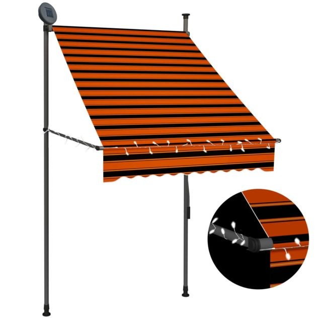 Vidaxl - vidaXL Auvent manuel rétractable avec LED 100 cm Orange et marron - Store banne