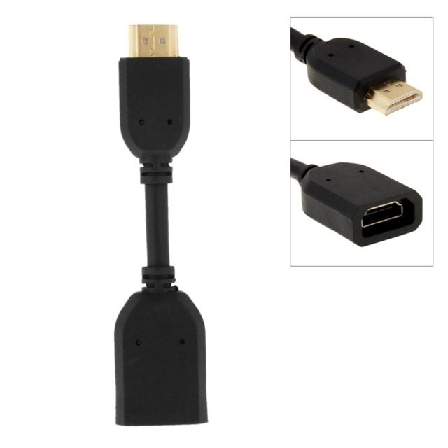 Câble HDMI Wewoo Câble noir HDMI 19 broches mâle vers HDMI 19 femelle AM-AF adaptateur, longueur: 10cm