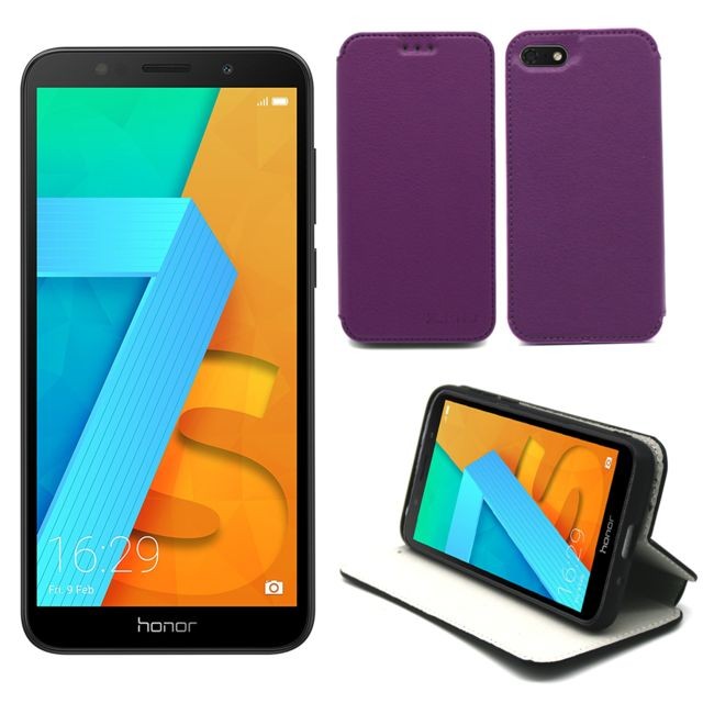 Xeptio - Huawei Honor 7S / Huawei Y5 2018 : Housse Protection Luxe violette à Rabat Style Cuir Support - Etui Folio violet clapet Coque Silicone Antichoc Smartphone - Accessoires Pochette Case … Xeptio  - Xeptio