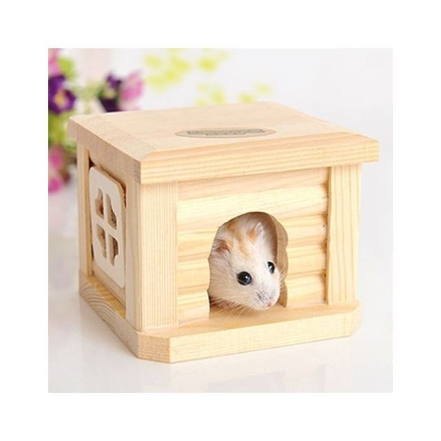 Jouet pour chien Wewoo Pour le petit animal Hamster de lapin Cage en bois d'animal familier de cabane de toit de maison